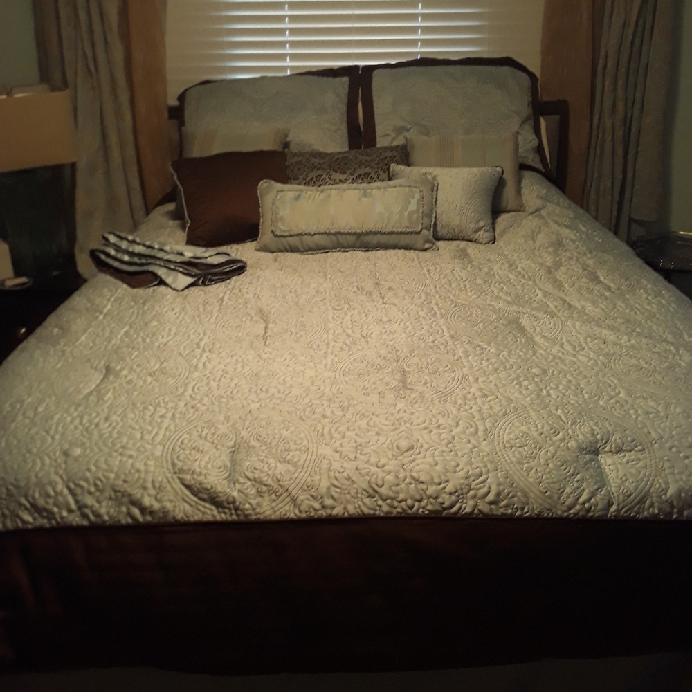 Quilted Satin Queen Comforter Set